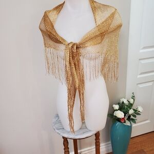 Elegant Gold Smaller Fringe Shawl
